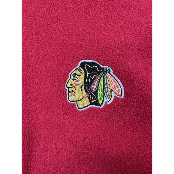 Vintage 90s Nike Mens XL Red Therma Fit Chicago Blackhawks Full Zip Fleece Vest - Picture 3 of 5
